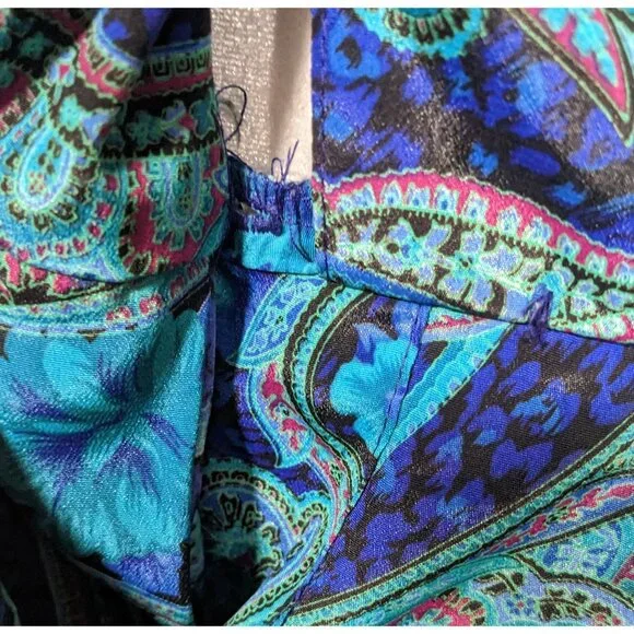 Vintage 80s Willi Of California Blue Paisley Dress - Picture 4 of 7